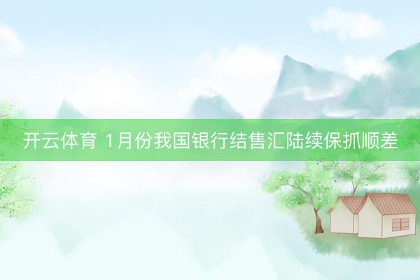 开云体育 1月份我国银行结售汇陆续保抓顺差