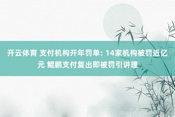 开云体育 支付机构开年罚单: 14家机构被罚近亿元 鲲鹏支付复出即被罚引讲理